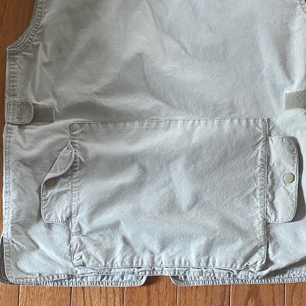 Vintage Banana Republic Safari Utility Vest Hidden Hood Khaki Cotton 80s S - Picture 10 of 12